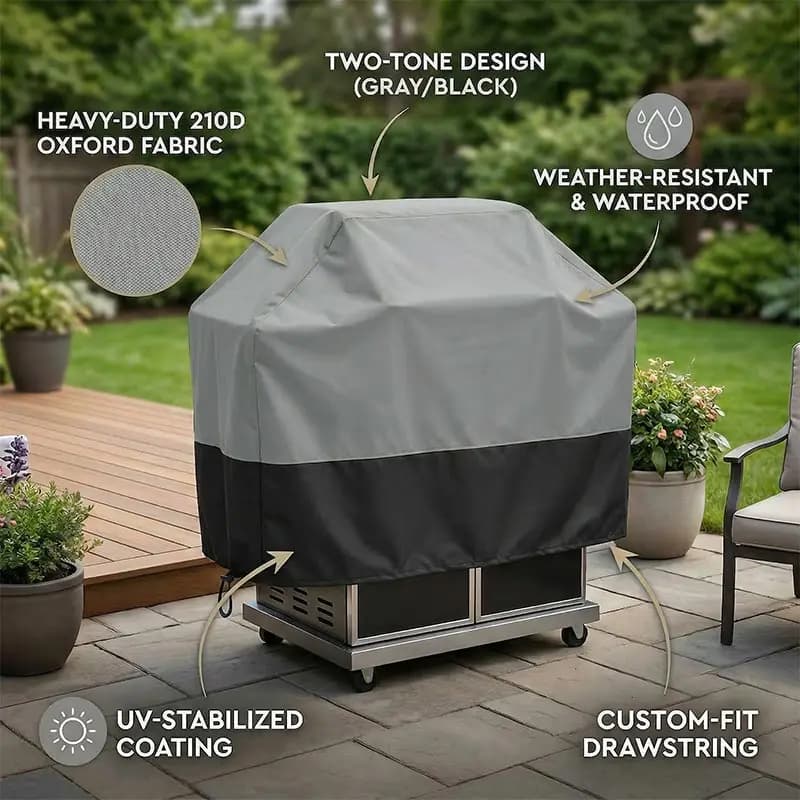 Cover for Barbecue 210D in 5 Measures, Dust and Raincoat, for Weber and Charbroil, Rain Protection for Barbecue at the Open