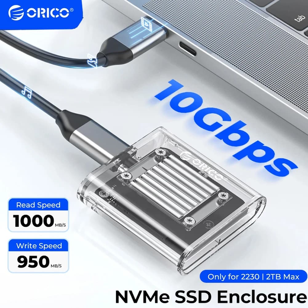 ORICO 10Gbps 2230 NVMe Enclosure per SSD M2 Adattatore esterno trasparente trasparente da M.2 a USB Type C Mini 2230 Case per SN740 PM991