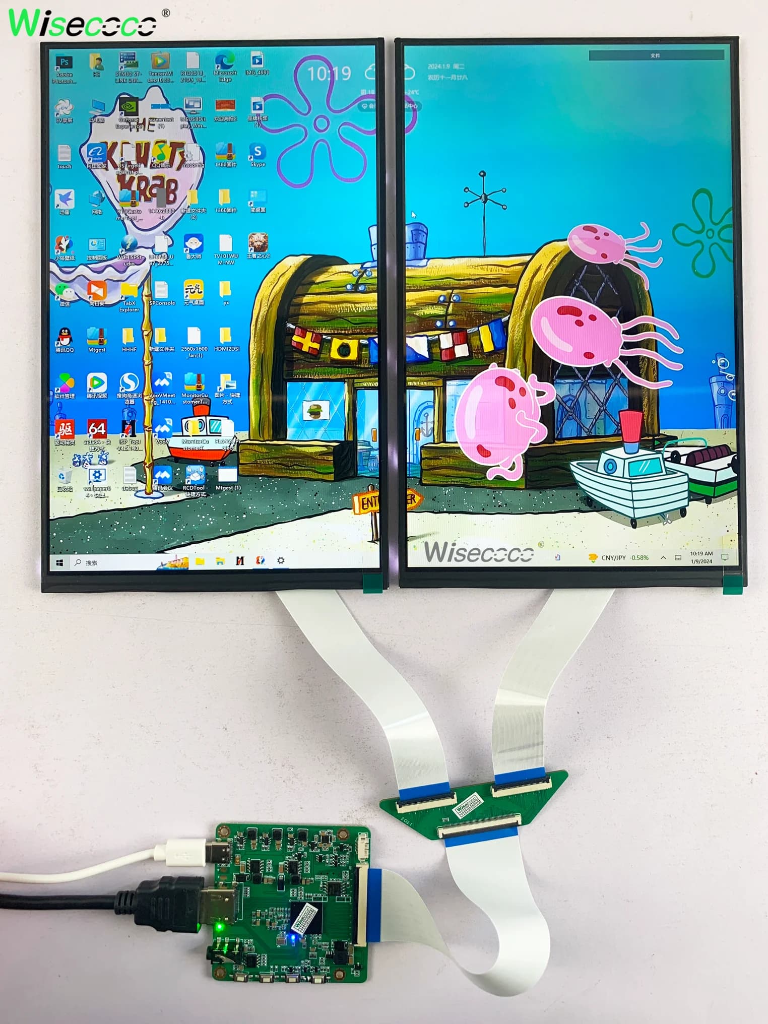 Wisecoco Double Screen Display from 10.1 inch LCD Screen Module 1280x800 for Raspberry Pi MacBook Laptop Windows Secondary Display
