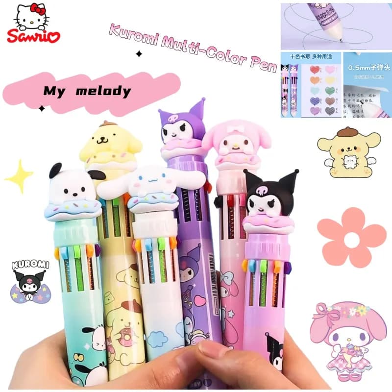 Pompon Purin Kuromi Pochacco Simpatico personaggio Design Penne colorate creative Anime Cartoon Penne a sfera per notebook per studenti a 10 colori