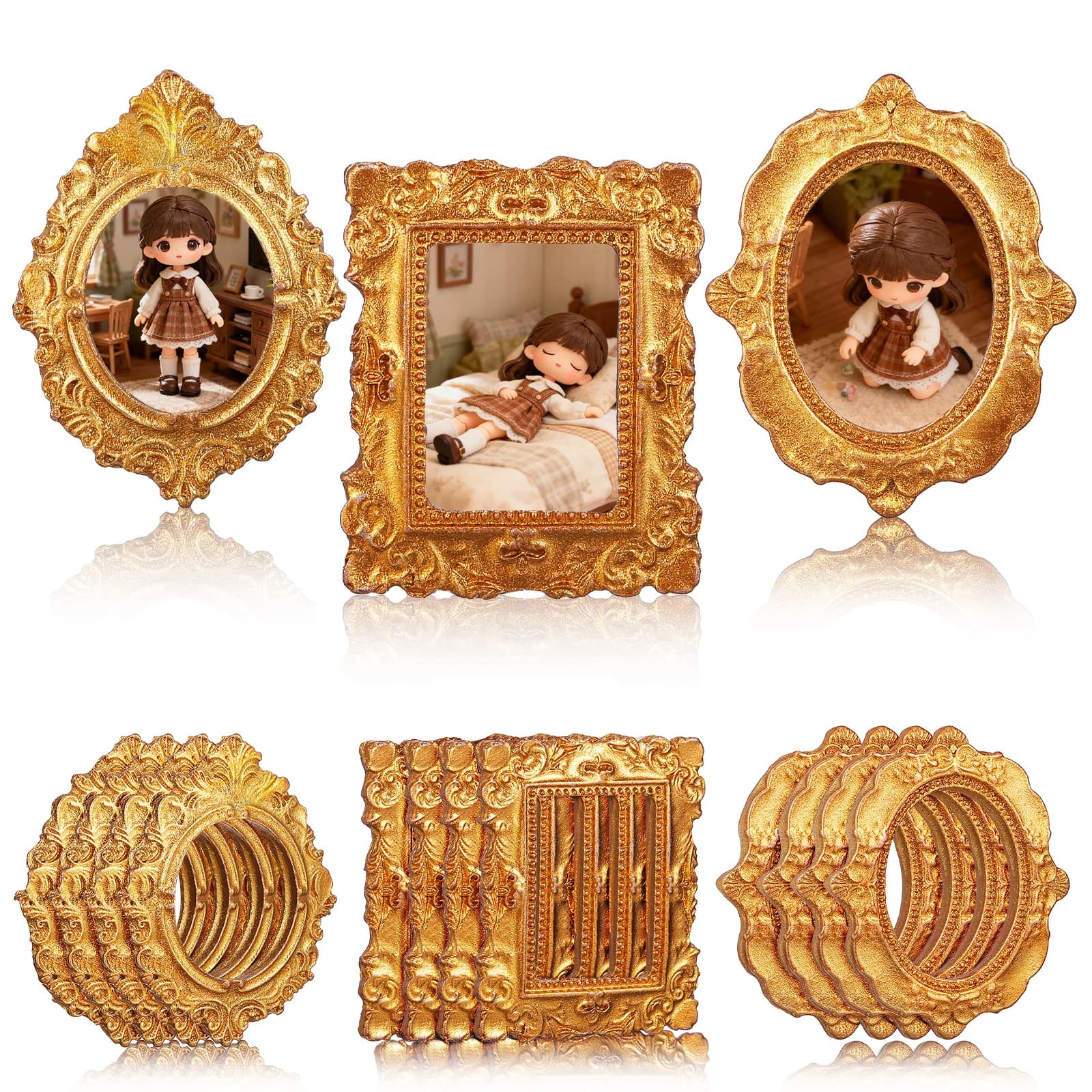 15 Pezzi Mini Cornici Portafoto Decorative, Cornici Simulate per Fai da Te, Ornamenti Decorativi per Casa delle Bambole