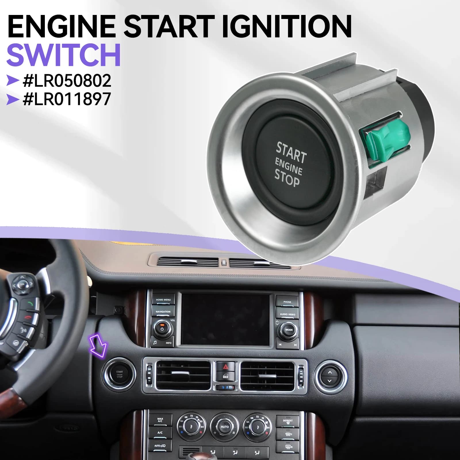 Per Land Rover Range Rover L322 2010-2013 Auto Keyless Start Stop Pulsante di Accensione Del Motore Interruttore di Avviamento Push LR050802 LR011897