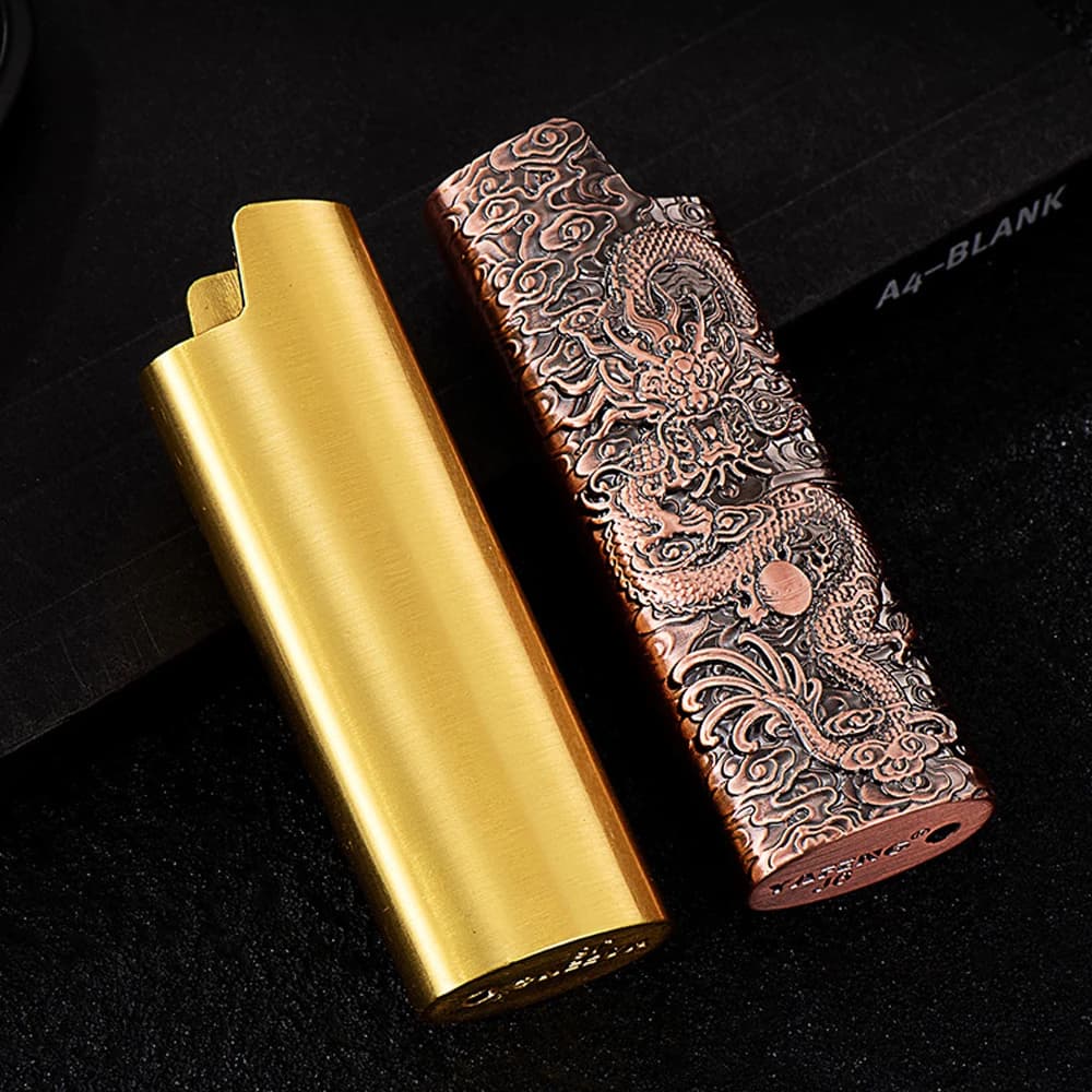 Nuovo 3D goffrato Dragon Animal Relief Metal Case Bic J6 accendino in metallo custodia protettiva per accendino in plastica
