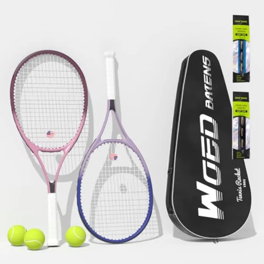 Set di Racchette da Tennis per Adulti 27 Pollici, Include Racchetta, Palline, Overgrip, Ammortizzatori di Vibrazioni, Borsa da Tennis