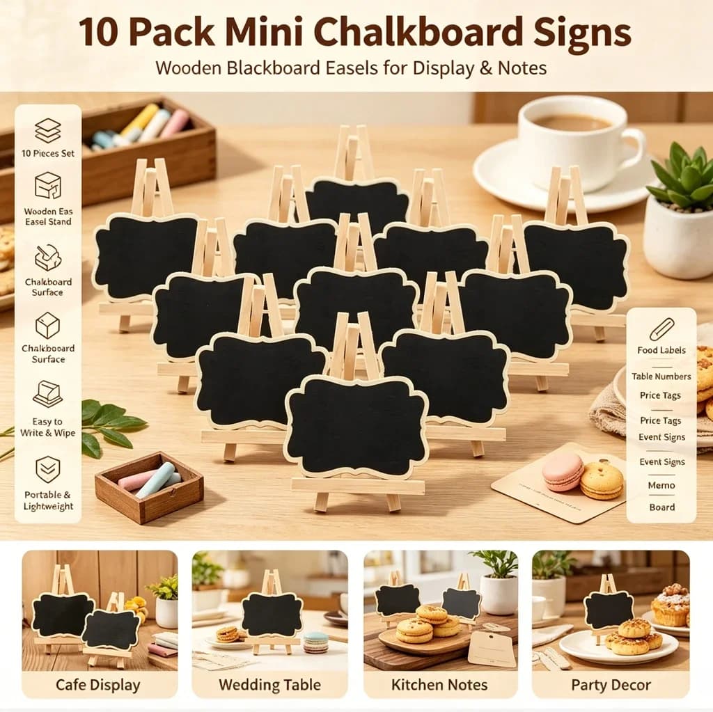 New 5/10-Pack Mini Wooden Chalkboard Chalkboard Message Wedding Party Labels Table Welcome Board Decoration Display Items