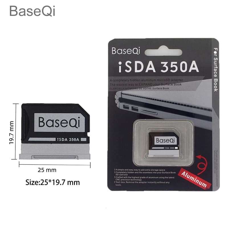 Per Microsoft Surface Book1/2/3 Lettore/adattatore Micro SD BaseQi da 13,5 pollici SbookI/II/III Minidrive in alluminio da 13'' 350A