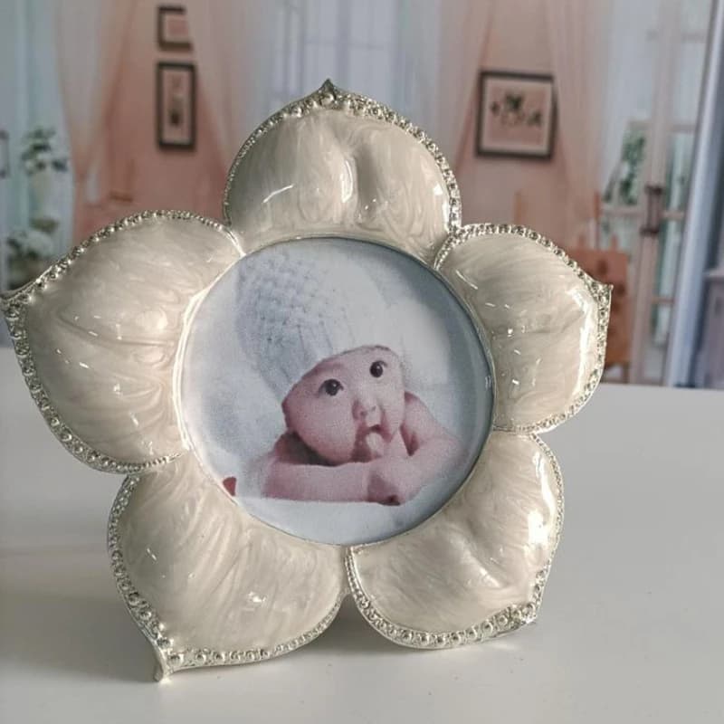 3inches silver white Sunflower picture frames baby‘s frame for kid's photo photocard holder for home desk decoration