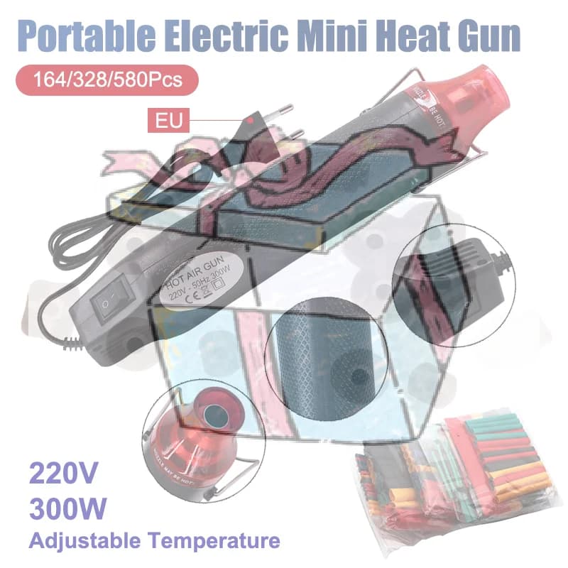 【CCA】Pistola Termica Elettrica 220V 300W con Supporto, Strumento per Lavori Fai-da-Te e Termoretrazione Plastica