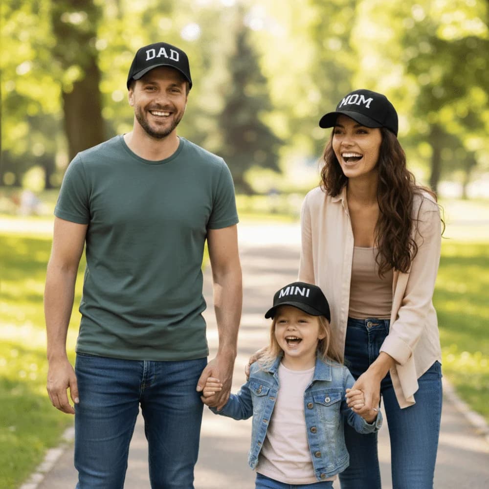 Cappellini alla Moda in Cotone con Ricamo DAD MOM MINI, Cappelli da Baseball Vintage Regolabili Unisex per Genitori, Visiere Sportive Traspiranti per il Tempo Libero