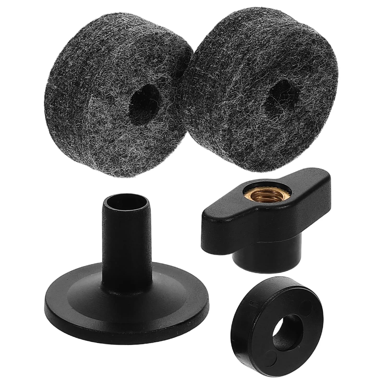 Set di accessori per il montaggio di piatti da batteria: cuscinetti in feltro di plastica resistenti, rondelle a vite divise, parti stabili per supporti piatti per set di batteria