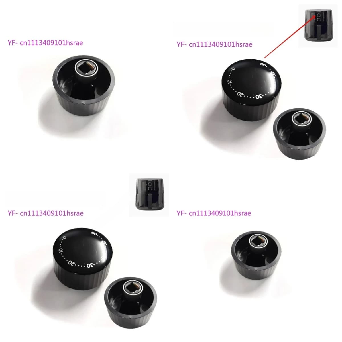 2PCS Replacement Timing Control Knob, Air Fryer Switch Knob Spare Part for Philips HD9200 Electric Air Fryer