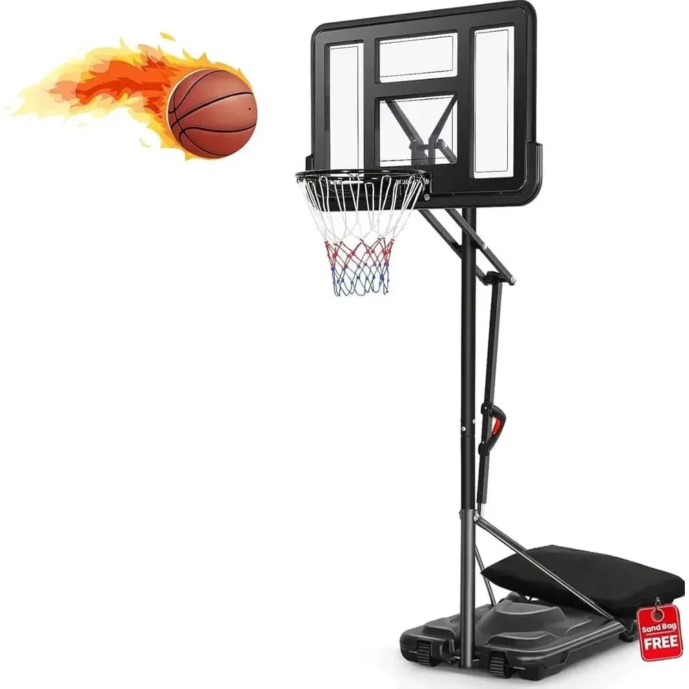 Canestro da Basket Portatile per Esterni con Altezza Regolabile 4.9-10ft, Tabellone Infrangibile da 48 Pollici per Adolescenti, Giovani e Adulti