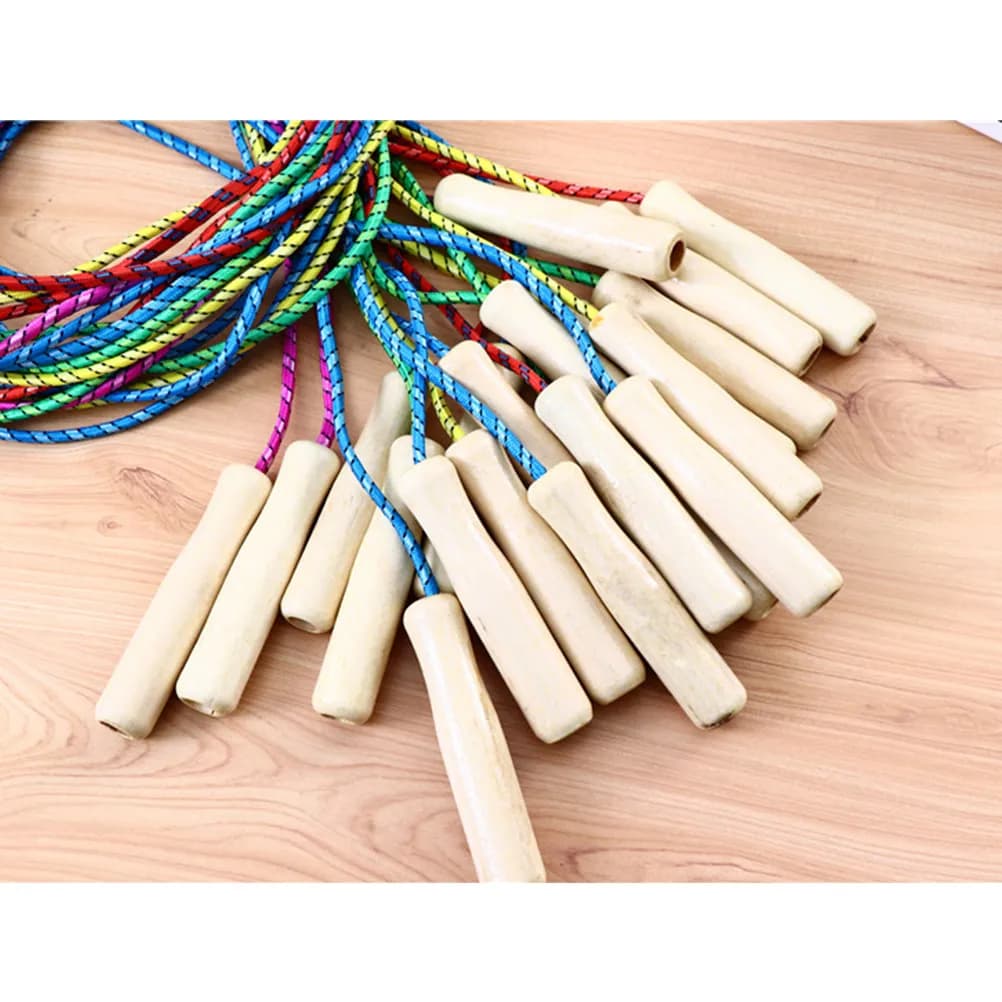 5Pcs Wooden Handle Jump Rope Non-Slip Comfort Grip Jump Rope for Children Students Physical Education Pe Class Sports Training