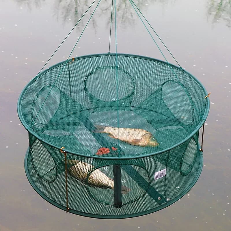 35-70 centimetri Reti Da Pesca Automatiche Esterna Portatile Gamberetti Granchio Trappola Gabbia Durevole Grande Maglia Da Pesca In Nylon Per La Carpa Crucian Tilapias