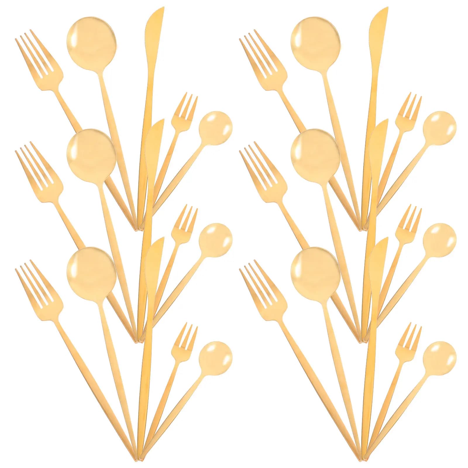 Stainless steel cutlery set, western style, with fork, spoon and knife, for daily use, parties and camping.