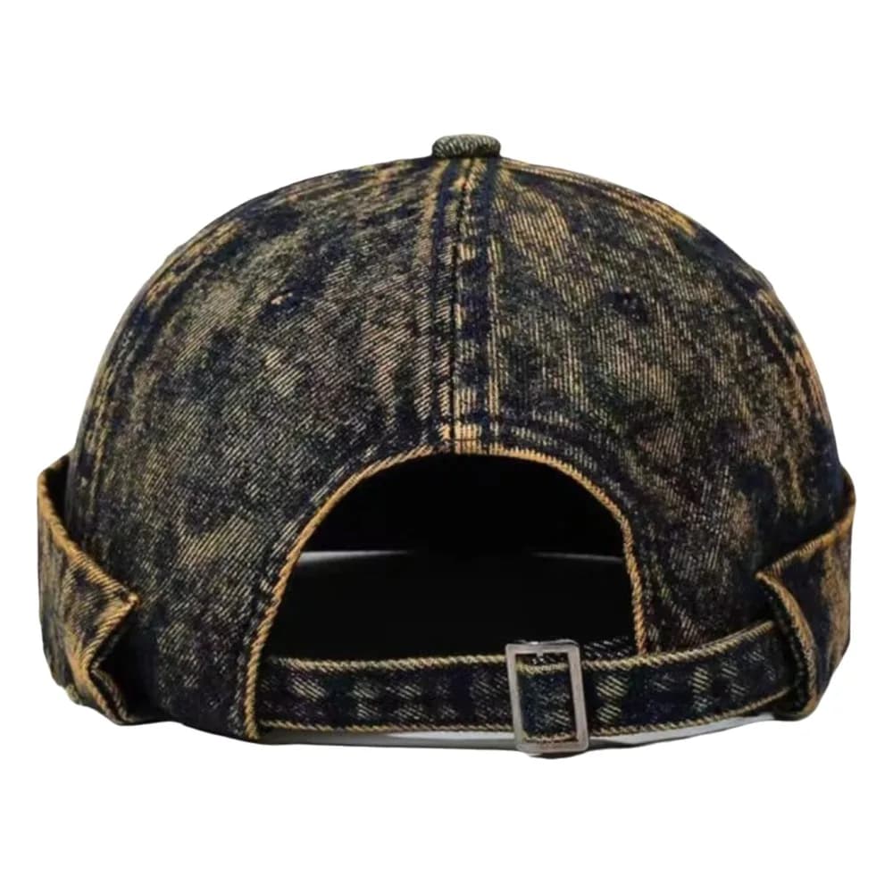 Adjustable Brimless Landlord Hats Cotton Polyester Blend Colorful Docker Cap Distressed Denim Lightweight Melon Skin Cap