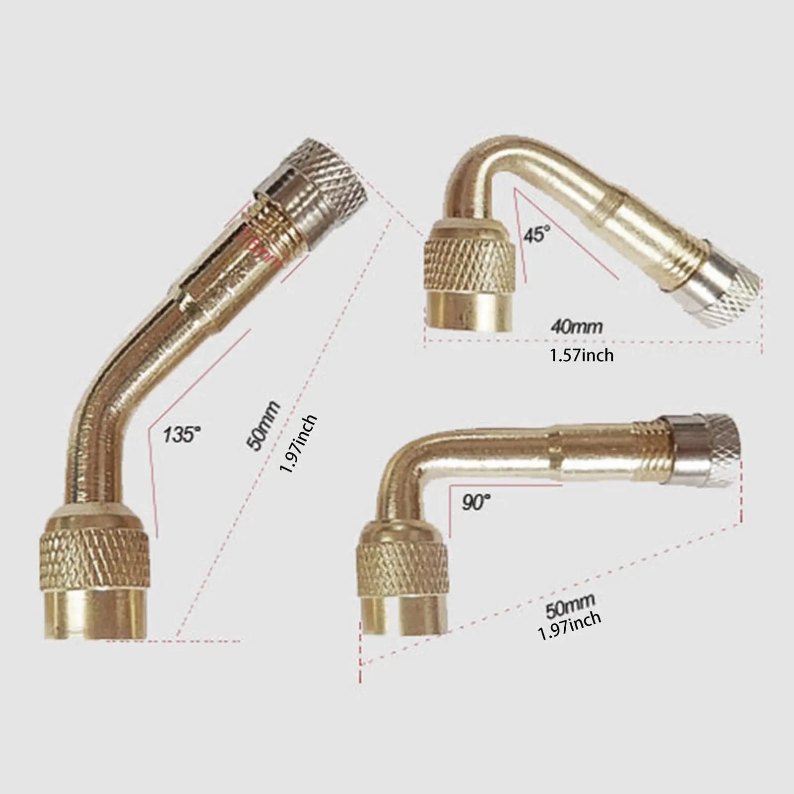 Set di Prolunghe per Valvole Pneumatici, Kit Tubo Gonfiatore Multi-Angolo, Tappi Valvola Facili da Installare per Auto e Moto