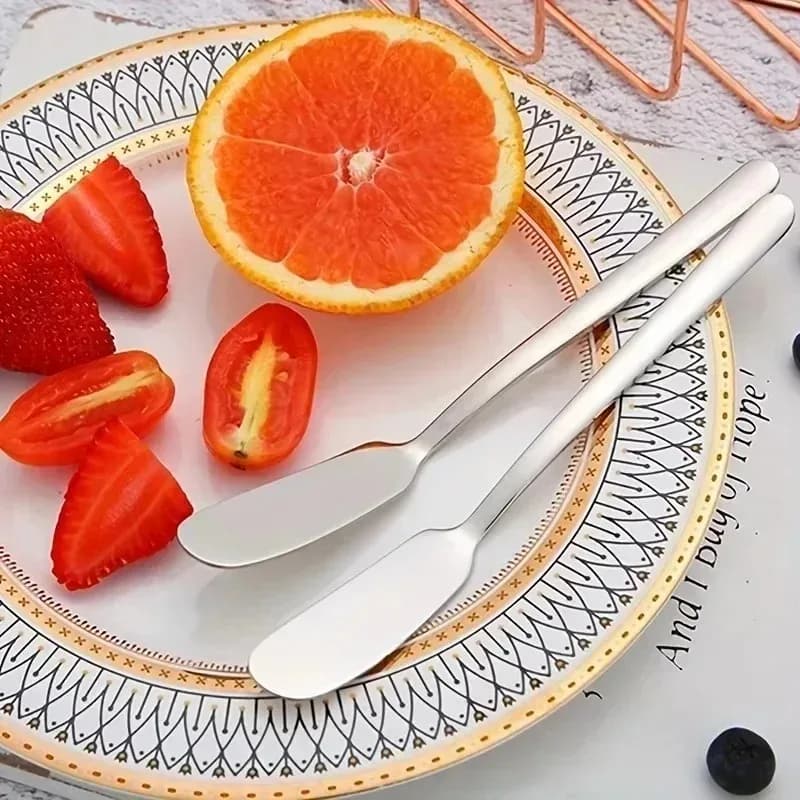 2 pieces long handle butter knife dessert knife for stainless steel cheese cream clean tools for bread jam multipurpose kitchen gadget