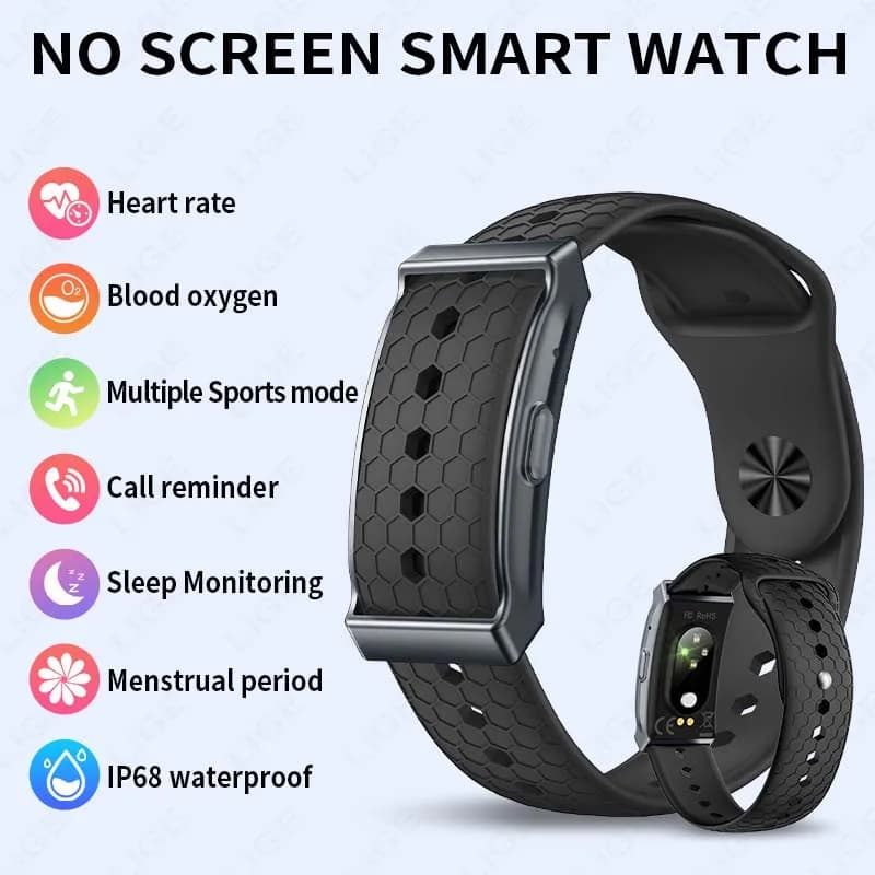 LIGE 2026 Smartwatch Senza Schermo per Uomo e Donna, Sport all'Aperto, Fitness, Cardiofrequenzimetro, Impermeabile IP68, Notifiche Chiamate, Braccialetto Intelligente