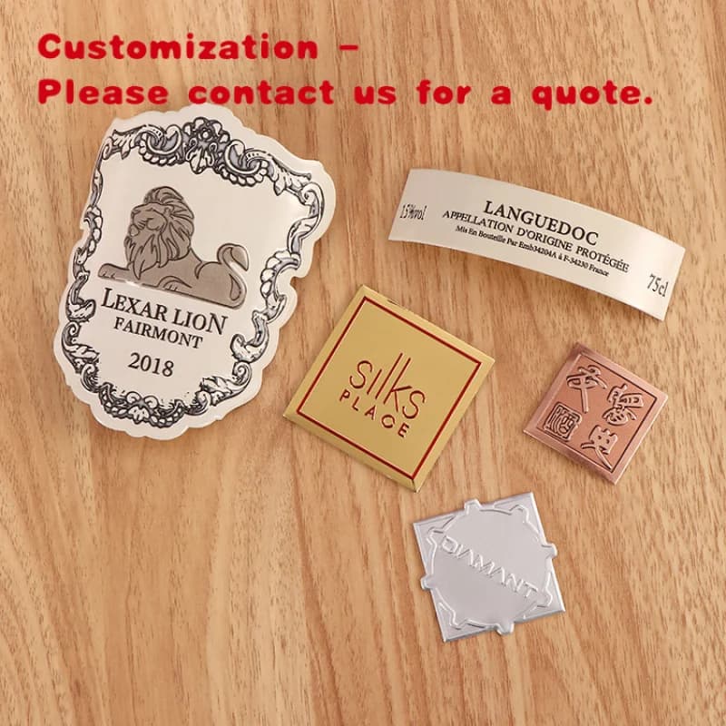 personalizzato. Adesivo adesivo in metallo Etichetta di profumo impermeabile personalizzata in lega di zinco Etichetta per vino in alluminio cosmetico per bottiglia di vetro per aromaterapia