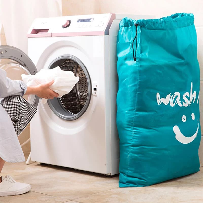 Smile Nylon Laundry Bag Travel Storage Pouch Machine Washable Dirty Clothes Storage Wash Drawstring Bag Large Capacity