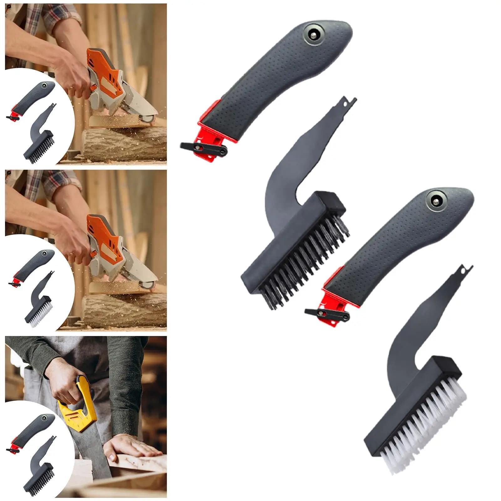 Impugnatura per sega a mano con spazzola per la pulizia, ergonomica, antiscivolo, resistente, per risparmiare fatica, ricambio
