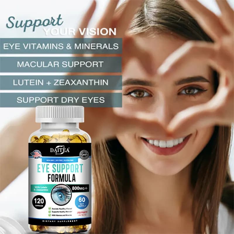 Lutein and zeaxanthin, supplement formula for eye health, support for sight health, relieves eye tension, non GMO capsules