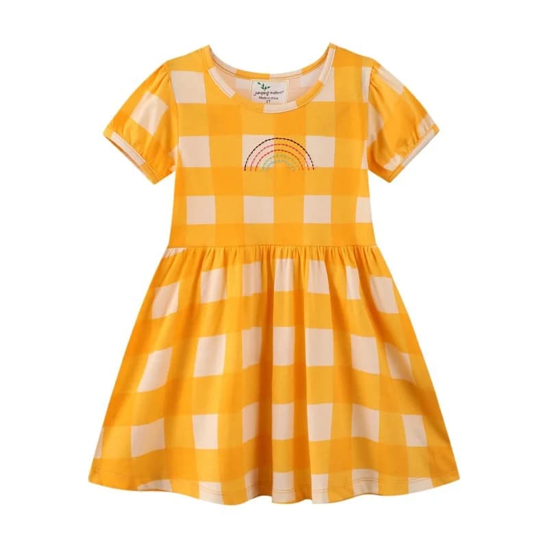 Jumping Meters 2-7T Summer Rainbow ricamo Princess Girls abiti Cotton Birthday Party Costume per bambini Baby Dress