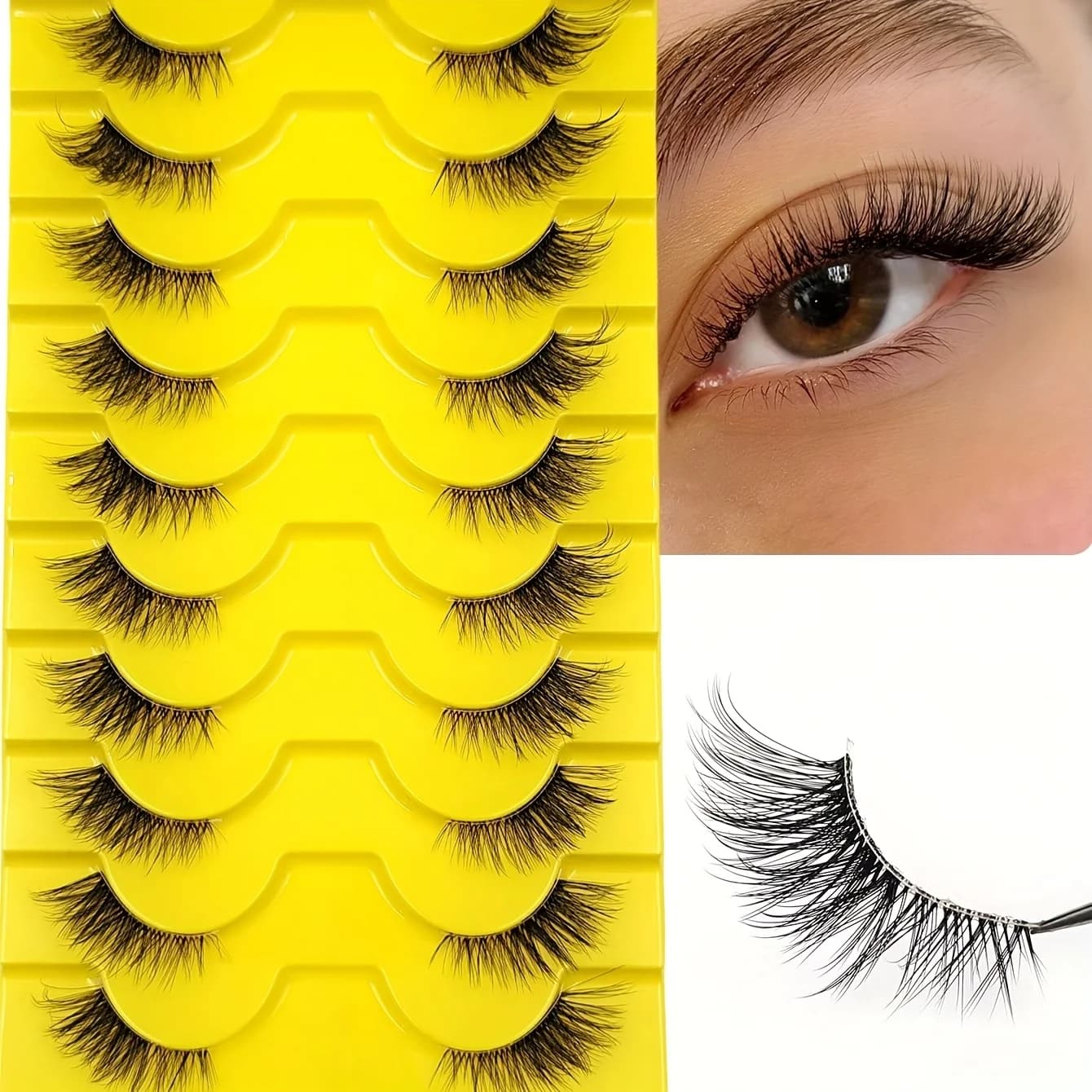 10 paia di ciglia finte eleganti, design sottile dell'occhio di gatto per un soffice e naturale: perfette per il glamour quotidiano