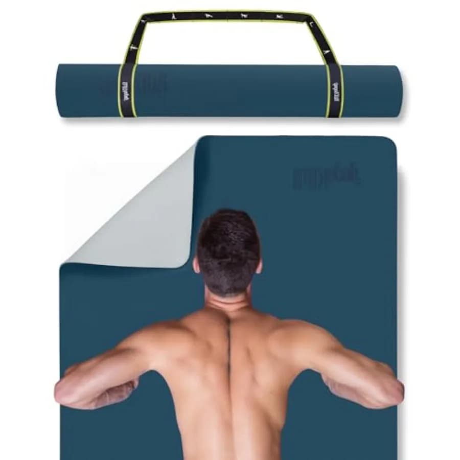 Tappetino Yoga Extra Largo 183 cm x 91 cm Antiscivolo per Uomini e Donne, per Fitness ed Esercizi con Indicatori di Allineamento per Yoga, Pilates e Allenamenti a Terra