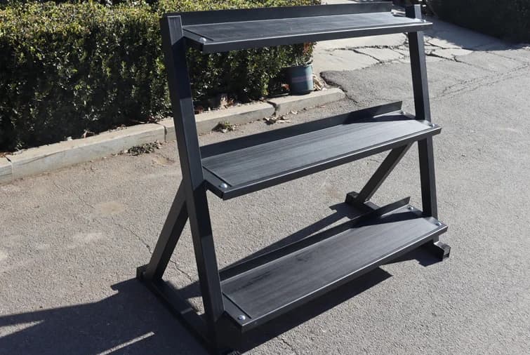 %a- Commercial 3-Tire Kettlebell Storage Rack Compact Dumbbell Holder Gym Storage Stand Equipment