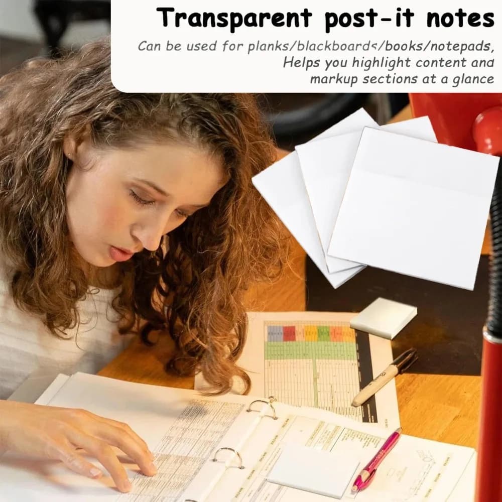150 fogli di note adesive trasparenti, chiare e facili da segnare, note autoadesive multifunzionali e resistenti