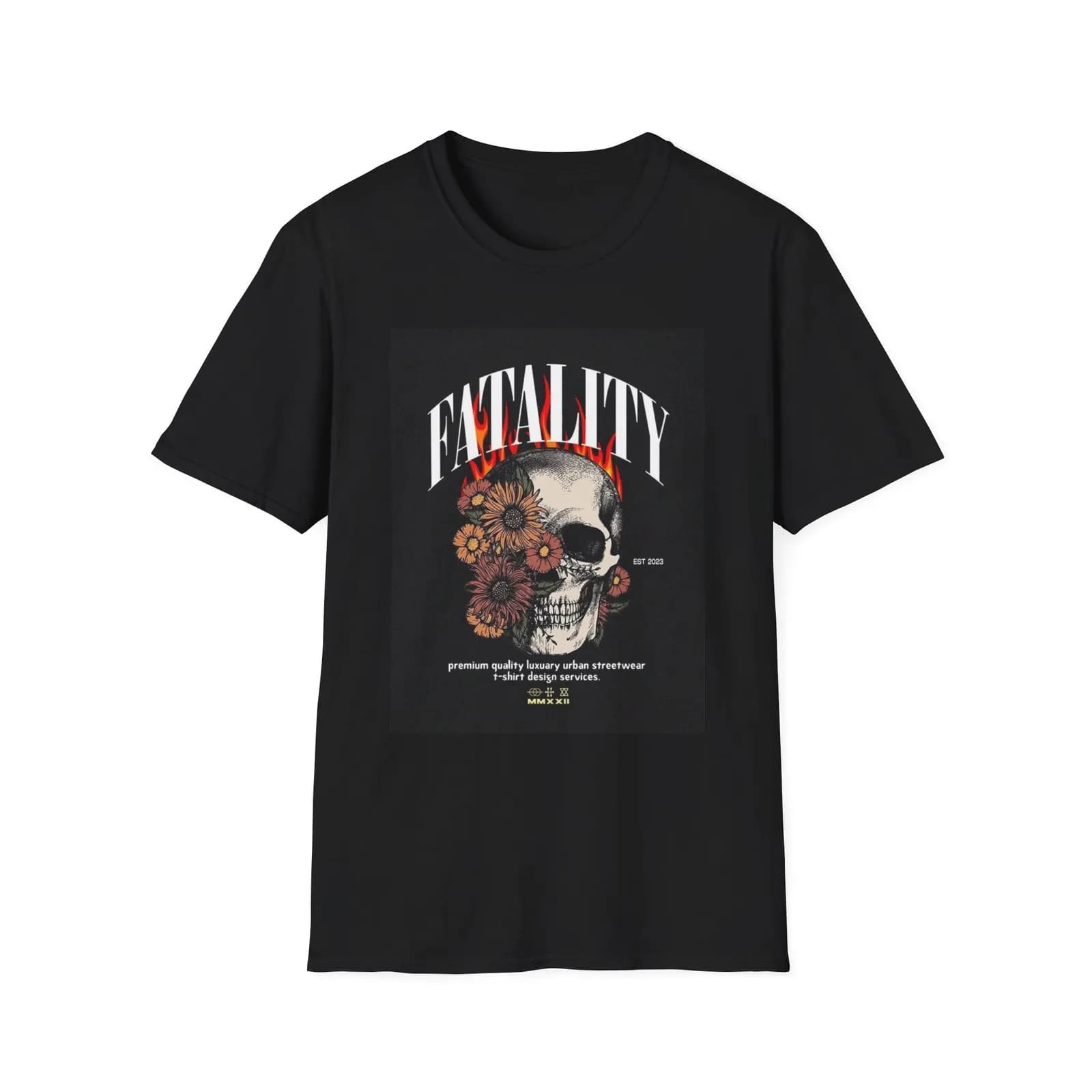 T-shirt con grafica Fatality Skull, maglietta con scheletro, maglietta con grafica scura, Halloween