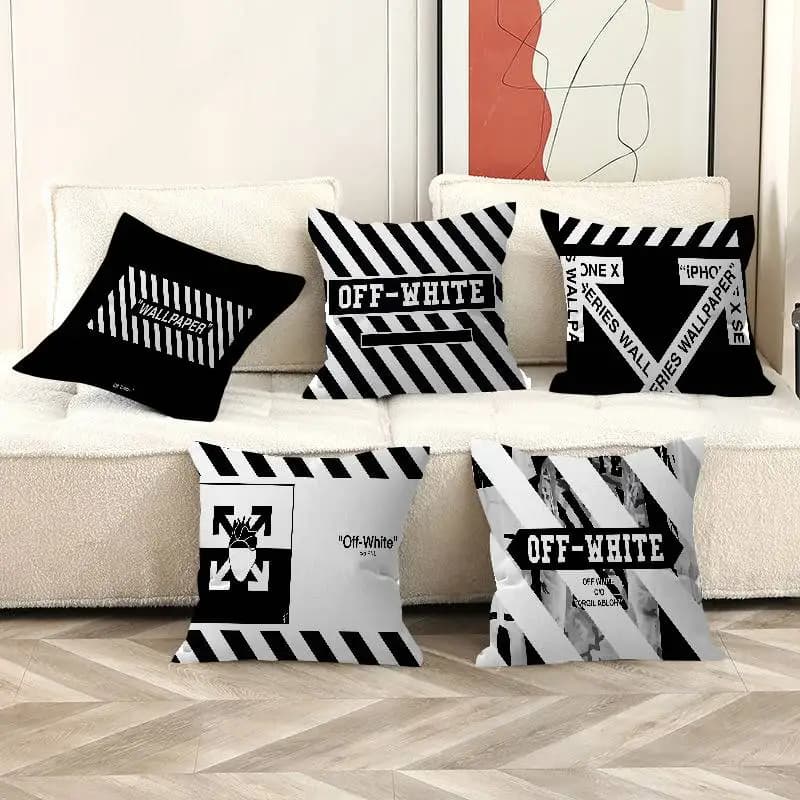 Fodera per cuscino/feletta personalizzata con logo O-Off W-White, stile streetwear popolare, per divano e arredamento casa