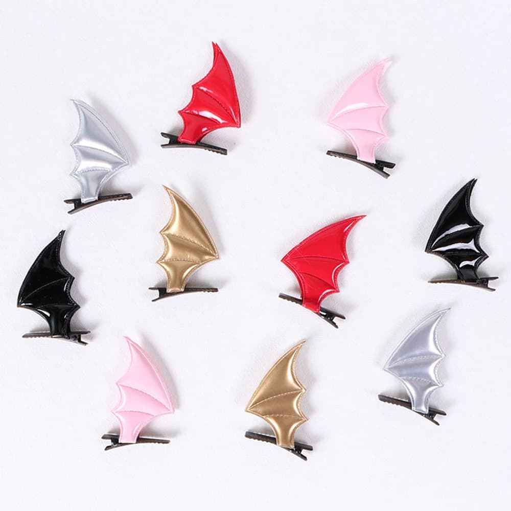 1 paio di fermagli per capelli a forma di ali del diavolo, accessori per gioielli per feste di Halloween, fermagli per capelli a forma di ali di pipistrello, stile punk gotico, accessori per capelli.