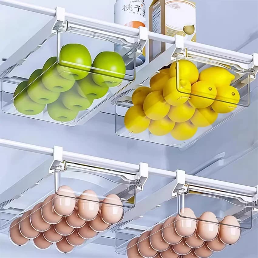 Contenitore trasparente per frigorifero a cassetto, organizer per alimenti, verdure, frutta, uova, contenitori trasparenti per cucina e frigorifero