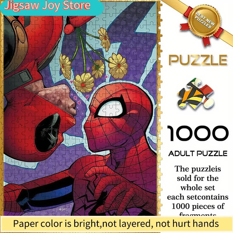 Puzzle Senza Cuciture a Tema Marvel Z1.15-7, Scena Romantica di Deadpool e Spider-Man - Puzzle Fai-da-Te Resistente e Rinforzato, Rompicapo per Adulti