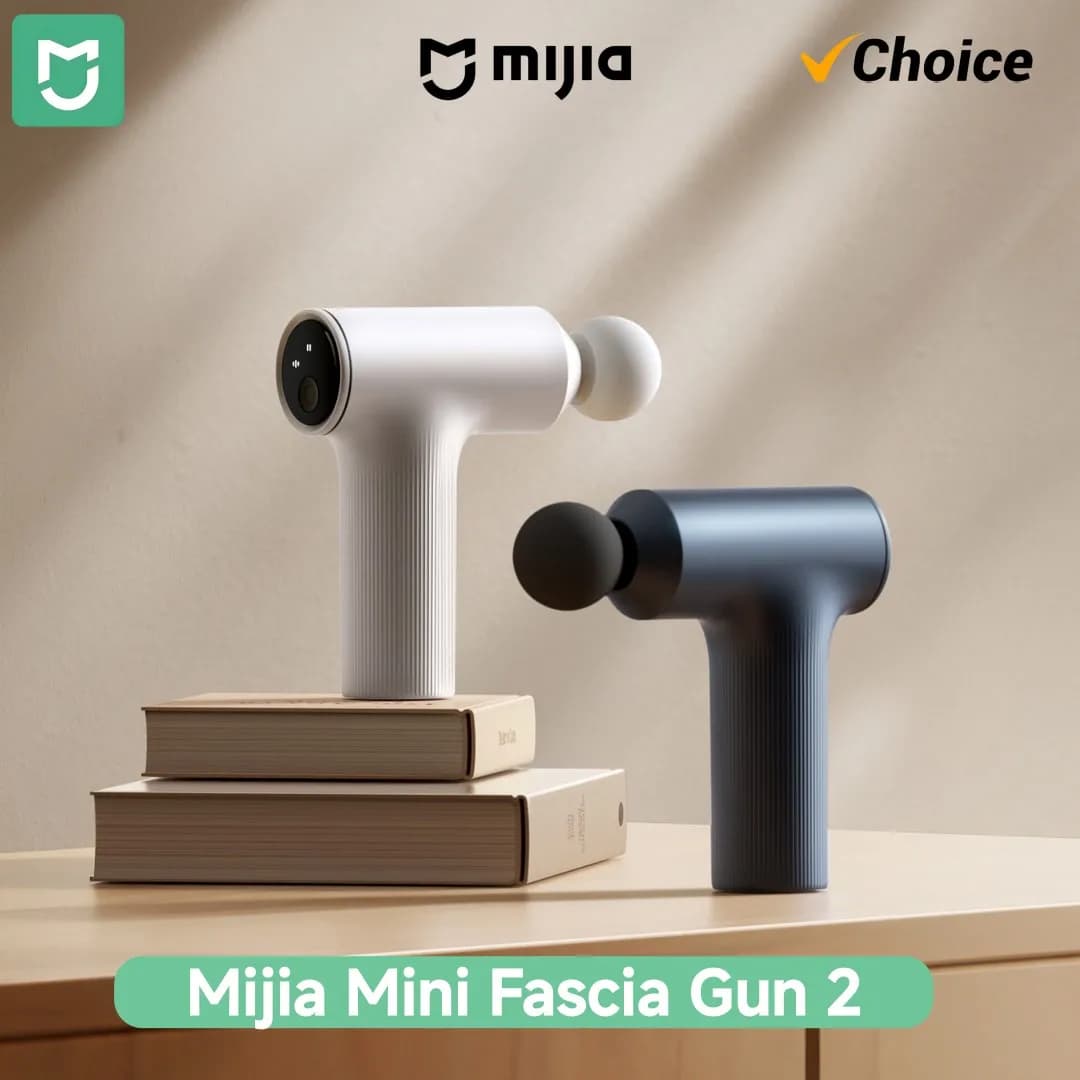 Mijia Mini Portable Muscular Massage Gun 2, Silent Brushless Motor with 18kg Push, 3 Massage Heads to Relax the Body