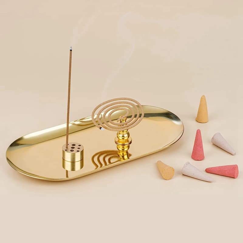 Porta incenso da 4 pezzi, porta salvia, bruciatore di incenso per bastoncini di incenso/encenso a bobina/cono di incenso, per meditazione Yoga Room-AT35