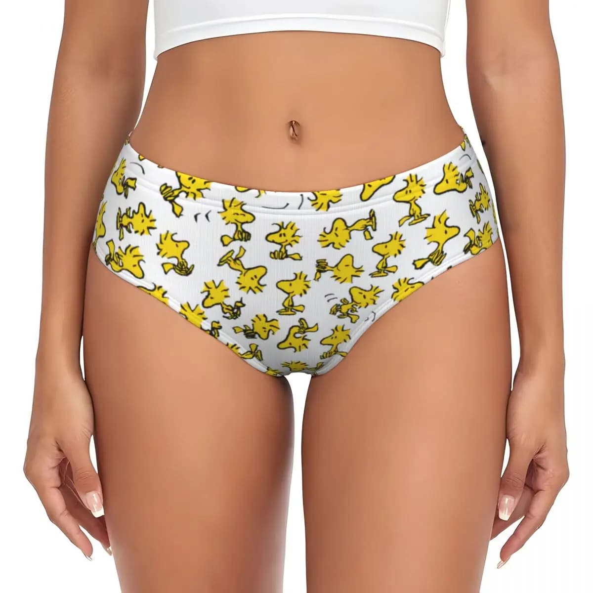 Custom manga style women's briefs with Snoopy and Woodstock, comfortable and elasticized, with dog theme animated pattern, Valentine's Day gift