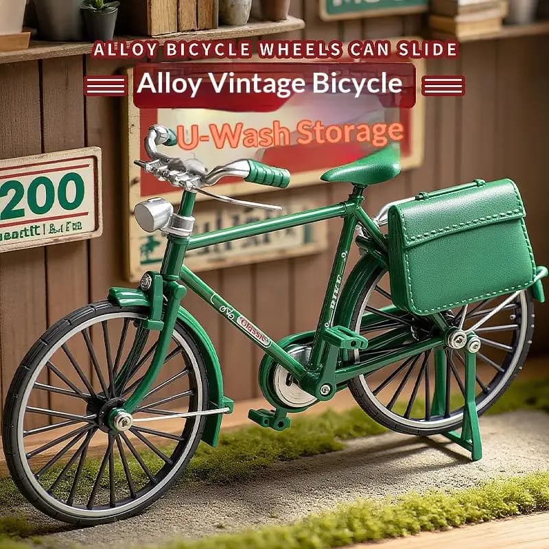 1 Set Simulation Collection Gifts 1:10 Model Mini Retro Alloy Bicycle Diecast Mountain Metal Bike With Inflation Pump Toys