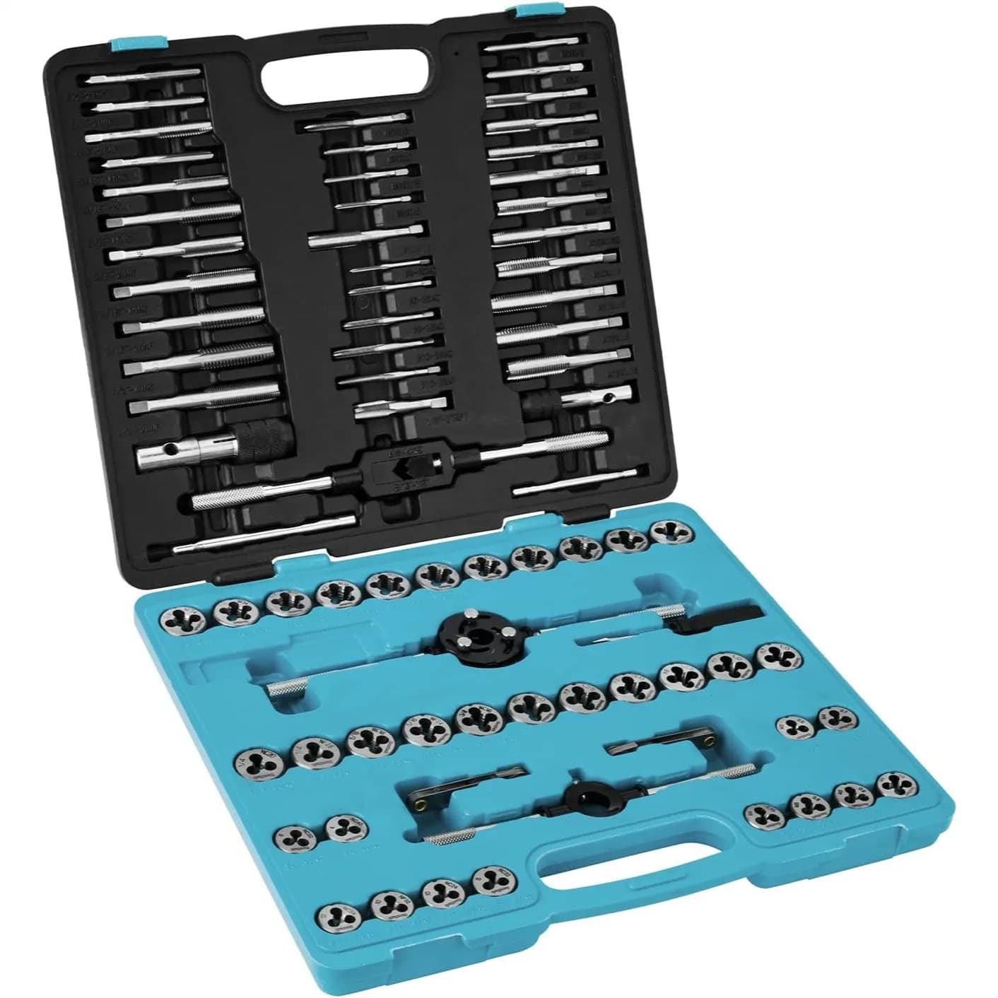 Set di 76 Pezzi per Filettatura, Kit di Utensili per Filettatura Metrica e Standard, per Filettature Esterne/Interne, con Robusta Valigetta