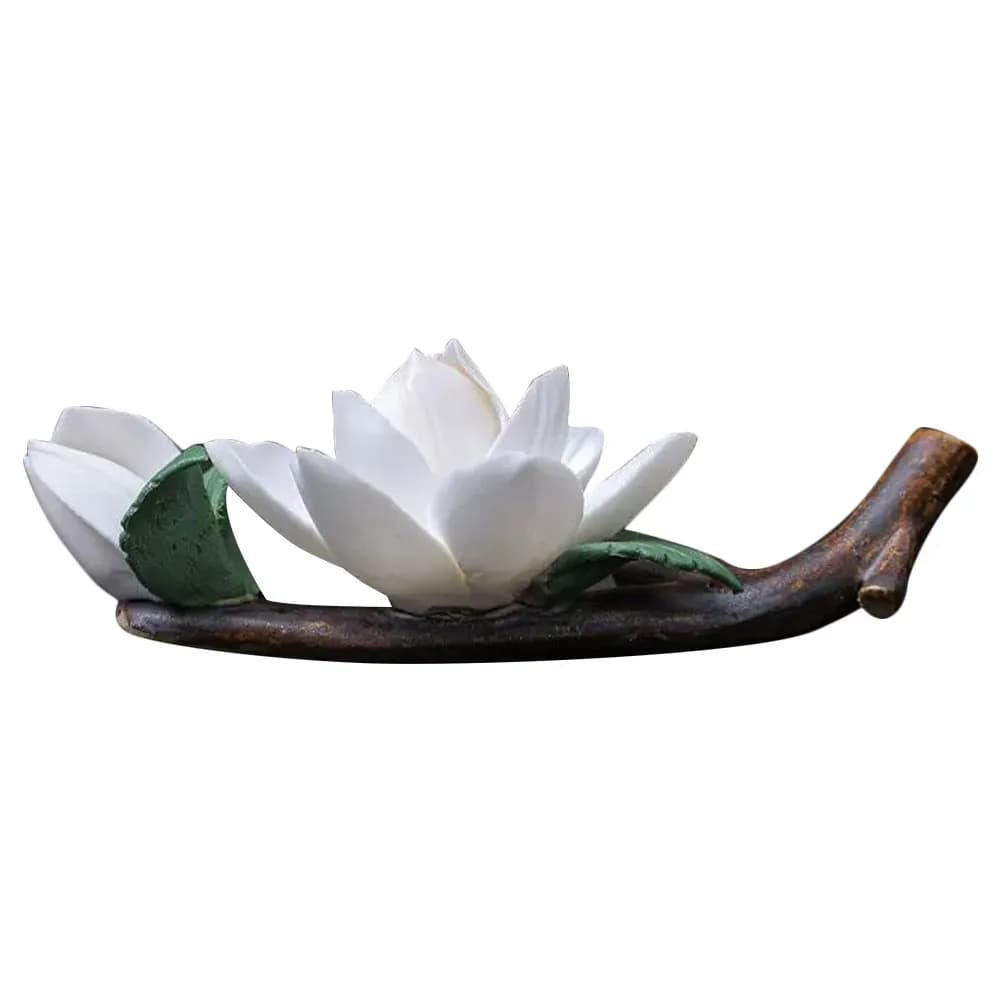 Porta Incenso in Ceramica Fatto a Mano con Design Floreale, Bruciatore Artistico per Bastoncini d'Incenso, Ornamento Decorativo per Casa e Ufficio