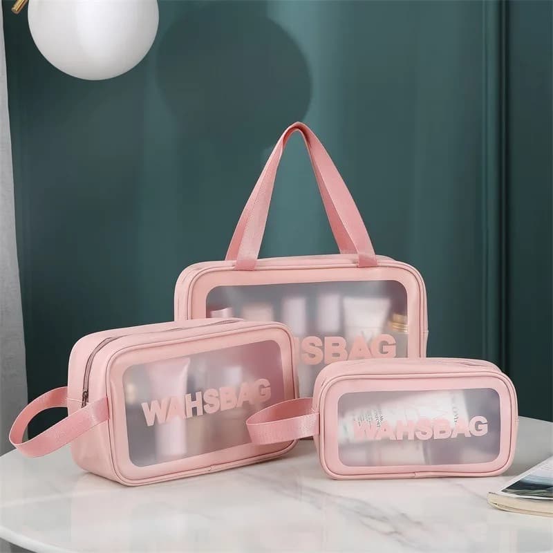 Transparent Cosmetic Bag Pvc Three-piece Wash Bag Storage Bag Large-capacity Bathing Swimming Travel Beach Bag