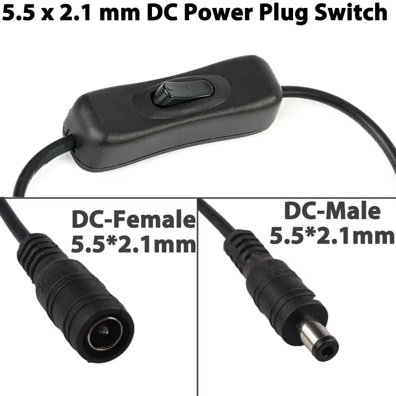 Interruttore di alimentazione CC da 5,5 x 2,1 mm Connettore cavo di alimentazione da femmina a maschio Cavo di prolunga interruttore on-off 30 cm per striscia LED