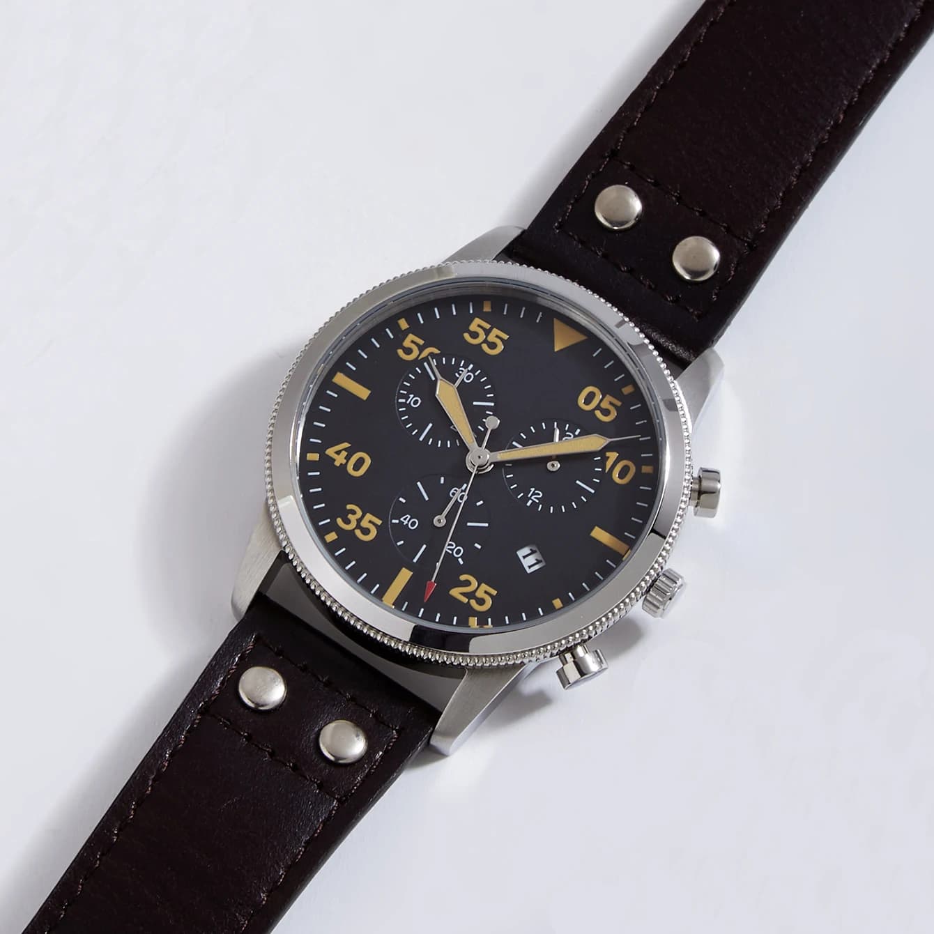 Cronografo Orologi 42mm Pilot giapponese JS05 Orologio da polso al quarzo da uomo Cronometro Funzione 24 ore