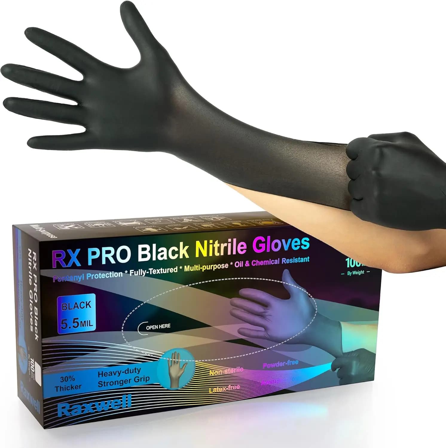 Disposable Nitrile Gloves - Latex-Free Design - Puncture-Resistant Medical Gloves - Textured Grip for Food Prep
