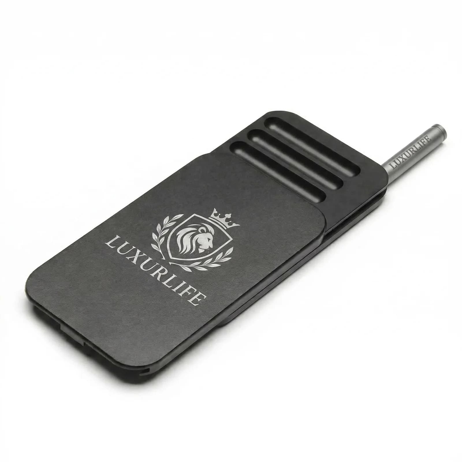 8-Compartment Metal Snuff Box, Dual Tubes, Crown Emblem, Portable Travel Case with Gift Box Packaging, Snuff Kit