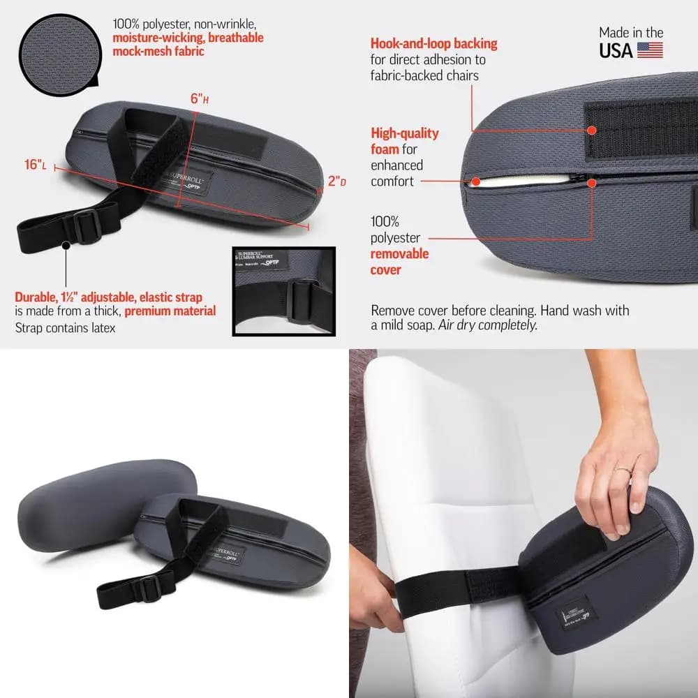 Cuscino Ergonomico Premium per Supporto Lombare per Sedie da Ufficio, Auto e Viaggi - Prodotto negli USA