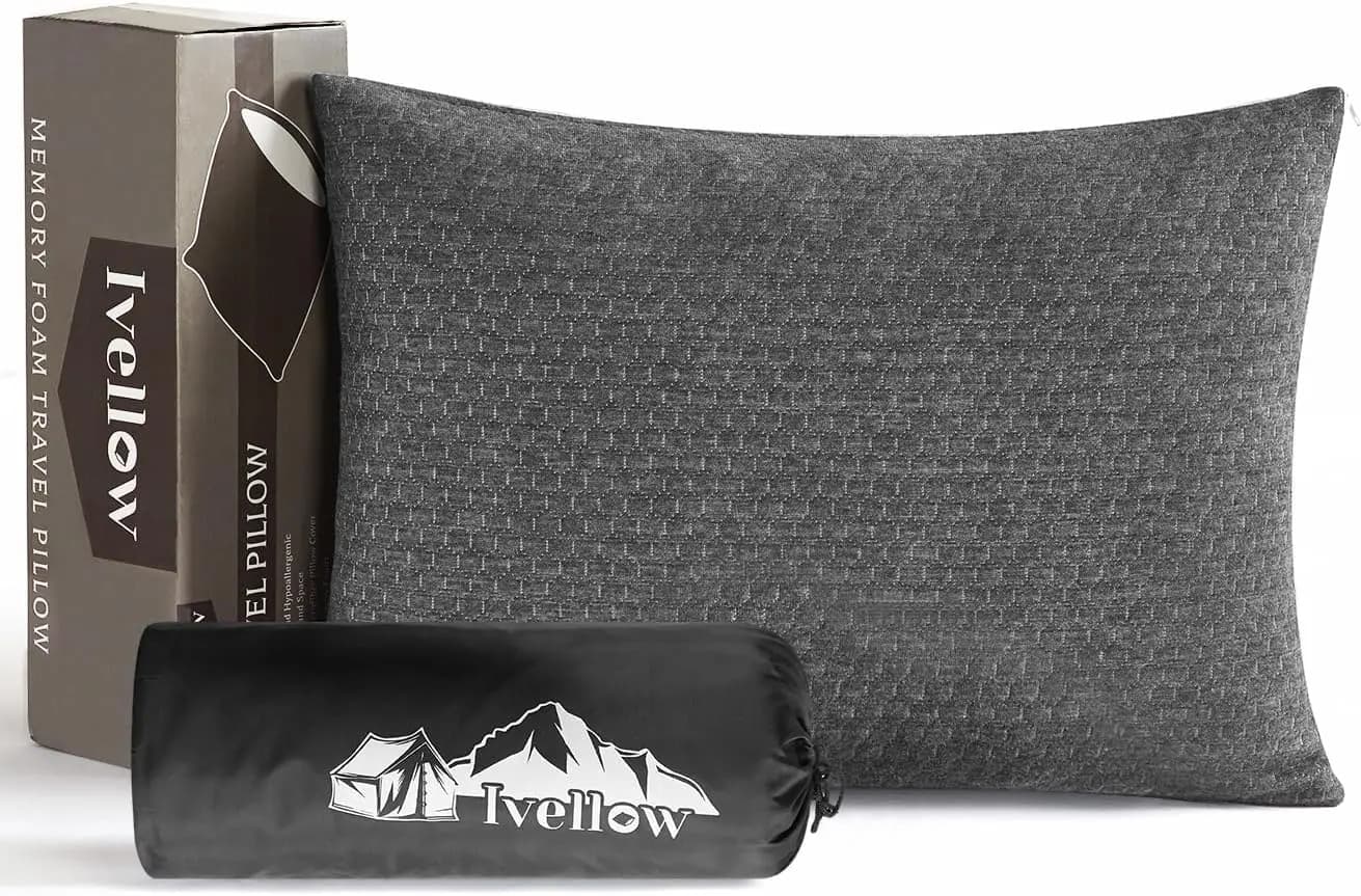 Cuscino da Viaggio in Memory Foam Comprimibile per Dormire, Compatto e Supportivo, Attrezzatura Essenziale per Escursionismo e Campeggio